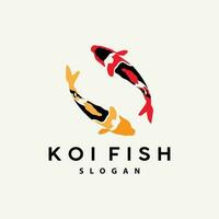 diseño de logotipo de pez koi, vector de pez ornamental, producto de marca de ilustración de ornamento de acuario