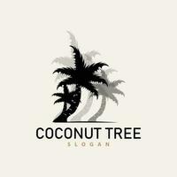 Coconut Tree Logo, Palm Tree Plant Vector, Simple Icon Silhouette Template Design vector