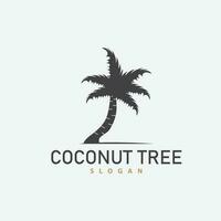 Coconut Tree Logo, Palm Tree Plant Vector, Simple Icon Silhouette Template Design vector