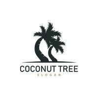 Coconut Tree Logo, Palm Tree Plant Vector, Simple Icon Silhouette Template Design vector