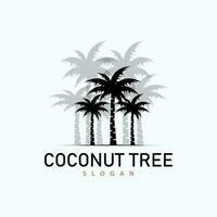 Coconut Tree Logo, Palm Tree Plant Vector, Simple Icon Silhouette Template Design vector