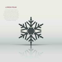 Snowflake icon in flat style. Snow flake winter vector illustration on isolated background. Christmas snowfall ornament business concept.