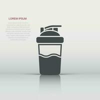 Shaker icon in flat style. Sport bottle vector illustration on white isolated background. Fitness container business concept.