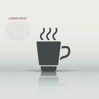 Coffee, tea cup icon in flat style. Coffee mug vector illustration on white isolated background. Drink business concept.