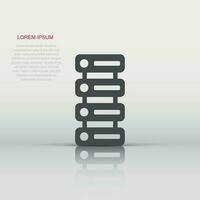 Data center icon in flat style. Server vector illustration on white isolated background. Security business concept.