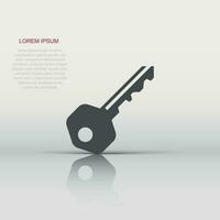 Key icon in flat style. Access login vector illustration on white isolated background. Password key business concept.