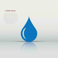 Water drop icon in flat style. Raindrop vector illustration on white isolated background. Droplet water blob business concept.