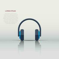 Headphone headset icon in flat style. Headphones vector illustration on white isolated background. Audio gadget business concept.