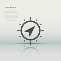 Global navigation icon in flat style. Compass gps vector illustration on white isolated background. Location discovery business concept.