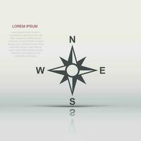 Global navigation icon in flat style. Compass gps vector illustration on white isolated background. Location discovery business concept.