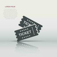 Cinema ticket icon in flat style. Admit one coupon entrance vector illustration on white isolated background. Ticket business concept.