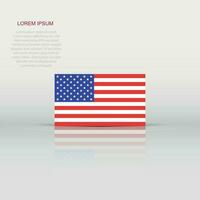 USA flag icon in flat style. America national sign vector illustration. Politic business concept.