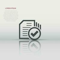 Compliance document icon in flat style. Approved process vector illustration on white isolated background. Checkmark business concept.