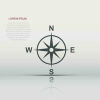 Global navigation icon in flat style. Compass gps vector illustration on white isolated background. Location discovery business concept.