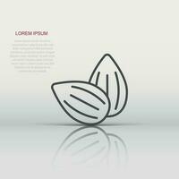 Almond icon in flat style. Bean vector illustration on white isolated background. Nut business concept.