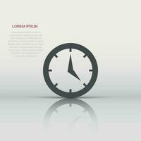 Real time icon in flat style. Clock vector illustration on white isolated background. Watch business concept.