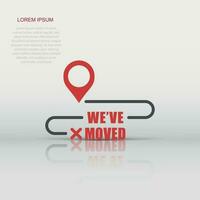 Move location icon in flat style. Pin gps vector illustration on white isolated background. Navigation business concept.