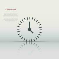 Clock countdown icon in flat style. Time chronometer vector illustration on white isolated background. Clock business concept.