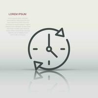 Clock countdown icon in flat style. Time chronometer vector illustration on white isolated background. Clock business concept.