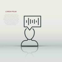 Voice recognition icon in flat style. Authentication sound vector illustration on white isolated background. Soundwave business concept.