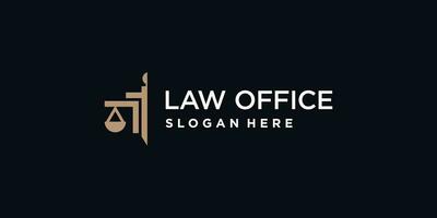 Lawyer logo idea with creative element concept style vector