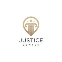 Law firm logo vector design illustration with modern pin concept