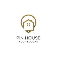 House logo vector design illustration with modern pin concept