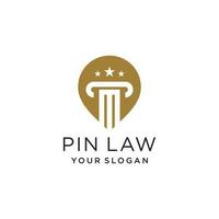 Law firm logo vector design illustration with modern pin concept