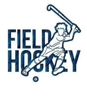 Field Hockey Font Design with Male Player Action vector