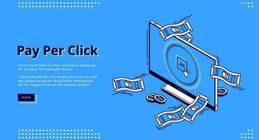 Pay per click advertising isometric landing page vector