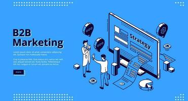 B2B marketing strategy isometric landing page vector