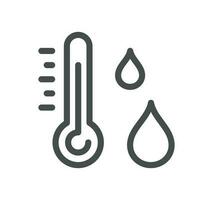 Temperature and thermometer related icon outline and linear vector. vector