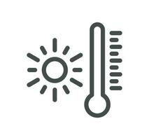 temperatura y termómetro relacionado icono contorno y lineal vector. vector