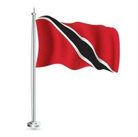 Trinidad and Tobago Flag. Isolated Realistic Wave Flag of Trinidad and Tobago Country on Flagpole. vector