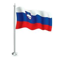 Slovenian Flag. Isolated Realistic Wave Flag of Slovenia Country on Flagpole. vector