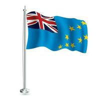 Tuvalu Flag. Isolated Realistic Wave Flag of Tuvalu Country on Flagpole. vector