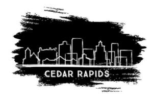 Cedar Rapids Iowa City Skyline Silhouette. Hand Drawn Sketch. Business Travel and Tourism Concept with Modern Architecture. vector