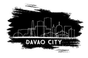 davao ciudad Filipinas horizonte silueta. mano dibujado bosquejo. negocio viaje y turismo concepto con histórico arquitectura. vector