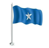 Somali Flag. Isolated Realistic Wave Flag of Somalia Country on Flagpole. vector