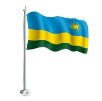 Rwanda Flag. Isolated Realistic Wave Flag of Rwanda Country on Flagpole. vector