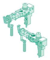 Isometric Electric Tufting Gun. Tool for Create Cut Pile Carpet. Outline Object. vector