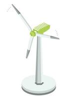 Isometric Wind Power Plant Isolated on White Background. Wind Turbine Generate Clean Energy. Infographic Element. vector