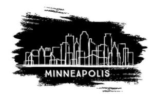 Minneapolis Minnesota City Skyline Silhouette. Hand Drawn Sketch. Business Travel and Tourism Concept with Modern Architecture. vector