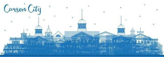 Outline Carson City Nevada City Skyline with Blue Buildings. vector