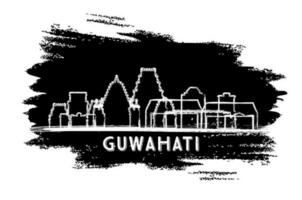 Guwahati India City Skyline Silhouette. Hand Drawn Sketch. Business Travel and Tourism Concept with Modern Architecture. vector