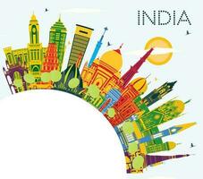 India City Skyline with Color Buildings, Blue Sky and Copy Space. Delhi. Mumbai, Bangalore, Chennai. vector