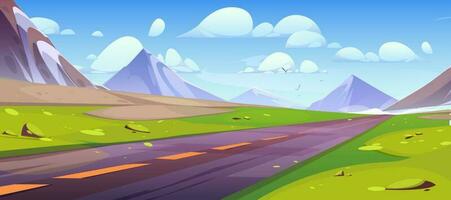 la carretera y montaña ver paisaje dibujos animados vector