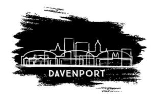 Davenport Iowa City Skyline Silhouette. Hand Drawn Sketch. Business Travel and Tourism Concept with Modern Architecture. vector