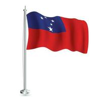 Samoa Flag. Isolated Realistic Wave Flag of Samoa Country on Flagpole. vector