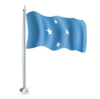 federado estados de micronesia bandera. aislado realista ola bandera de federado estados de micronesia país en asta de bandera. vector